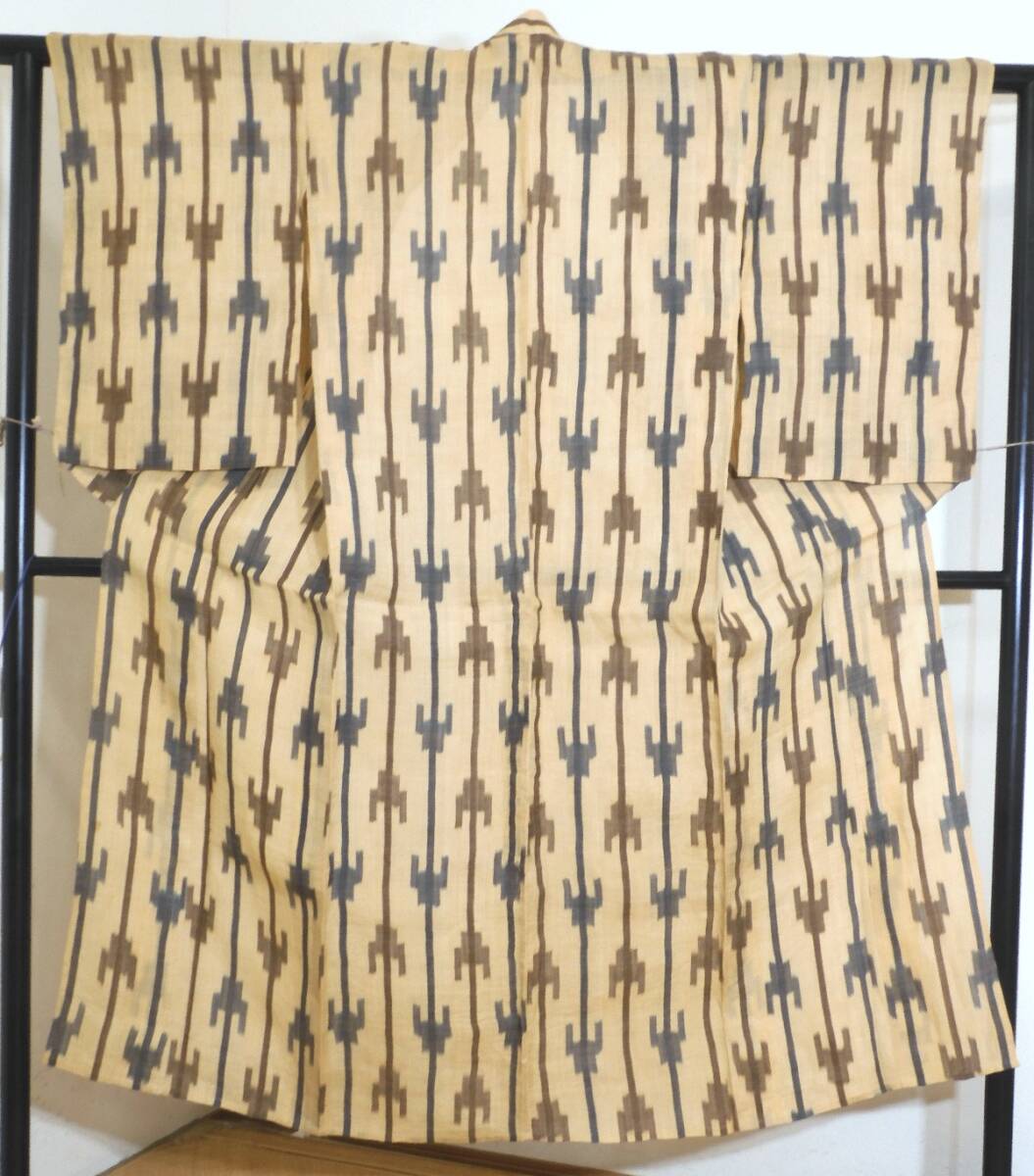 <銀の斧>素晴らしい喜如嘉の芭蕉布着物・究極のおしゃれ・すっきり藍と車輪梅・スモールサイズ拍卖