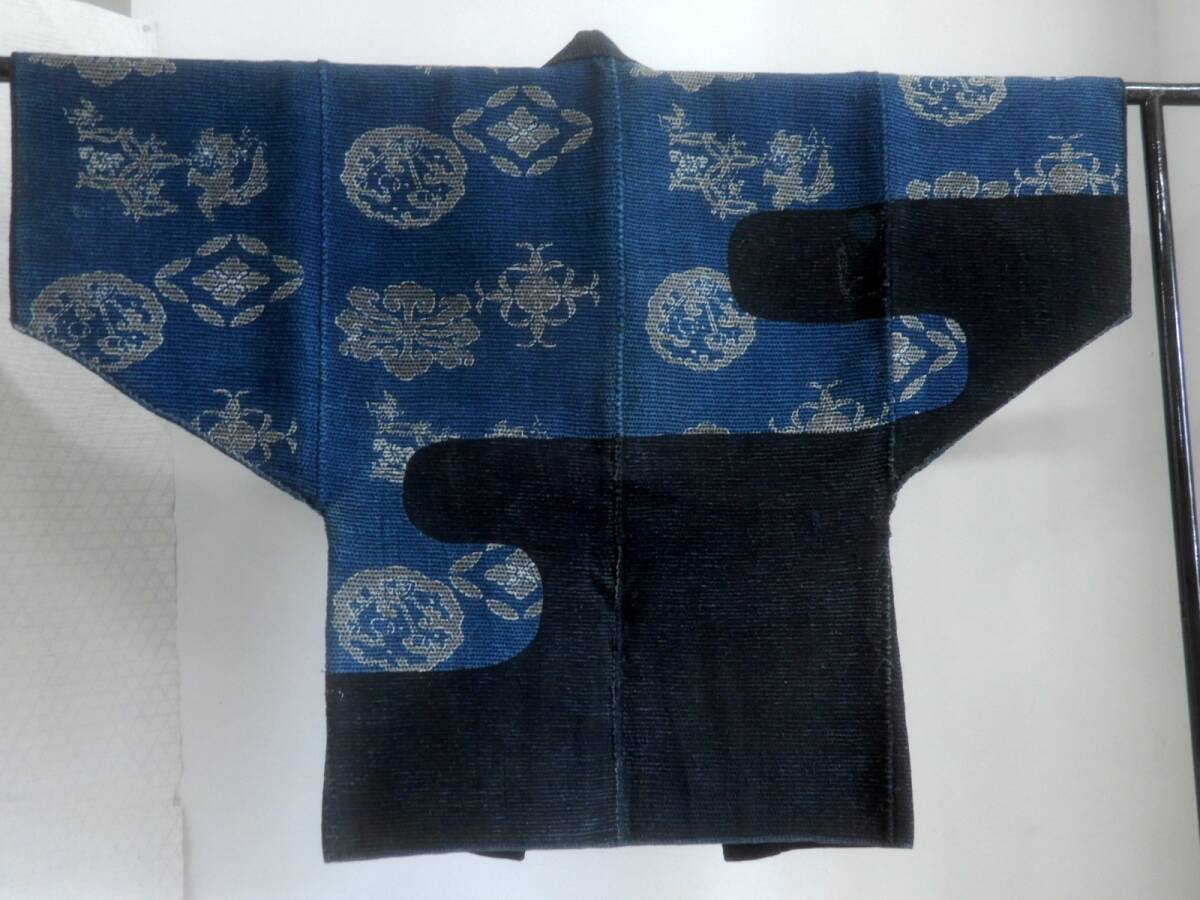 <銀の斧>木綿・幕末・火消し刺子半纏・シンプル模様・藍染め拍卖