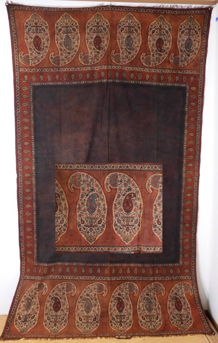 <銀の斧>木綿・オールドペルシャ更紗・150x260cm・特大サイズ・工房銘あり拍卖