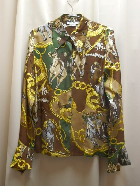 試着のみ CELINE セリーヌ ヴィンテージブラウス ポロ柄 シルク サイズ:36 ※長期保管品拍卖