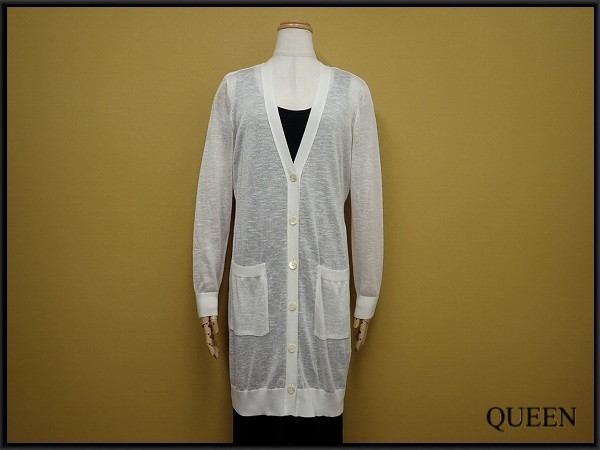 Aquascutum ロングカーディガン・8△アクアスキュータム/麻/白/レディース/25*5*3-17拍卖