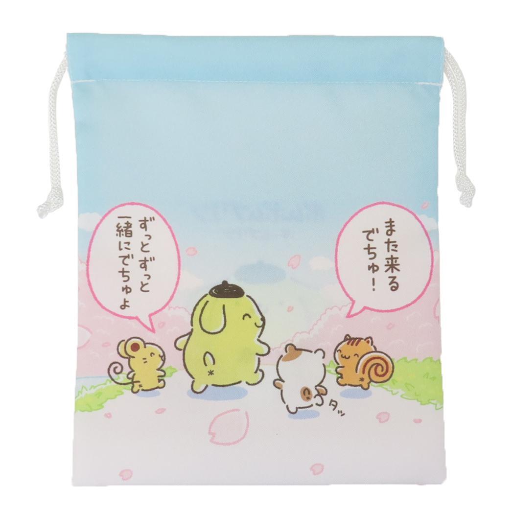 ポムポムプリン 巾着袋 マチ付き巾着 チームプリン ひとコマ サンリオ マリモクラフト きんちゃくポーチ 小物入れ キャラクター拍卖