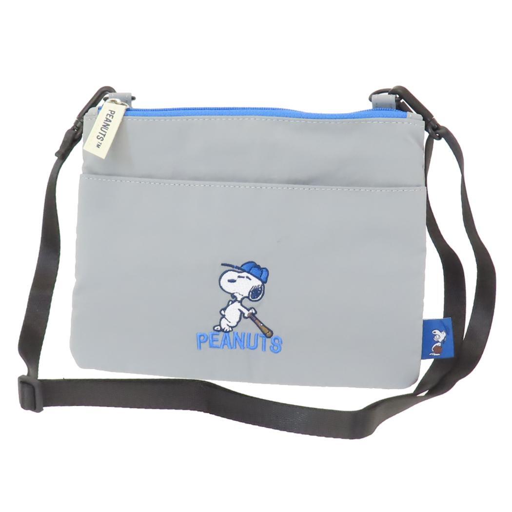 スヌーピー 斜め掛けかばん 2ルームショルダーバッグ ベースボールシリーズ GY ピーナッツ マリモクラフト プレゼント ななめ掛拍卖