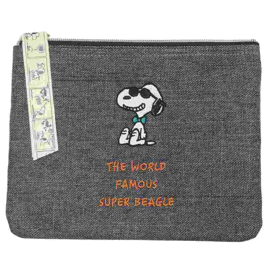 スヌーピー コスメポーチ フラットポーチ ボウタイ BK ジョークール ピーナッツ マリモクラフト 化粧ポーチ 小物入れ キャラク拍卖