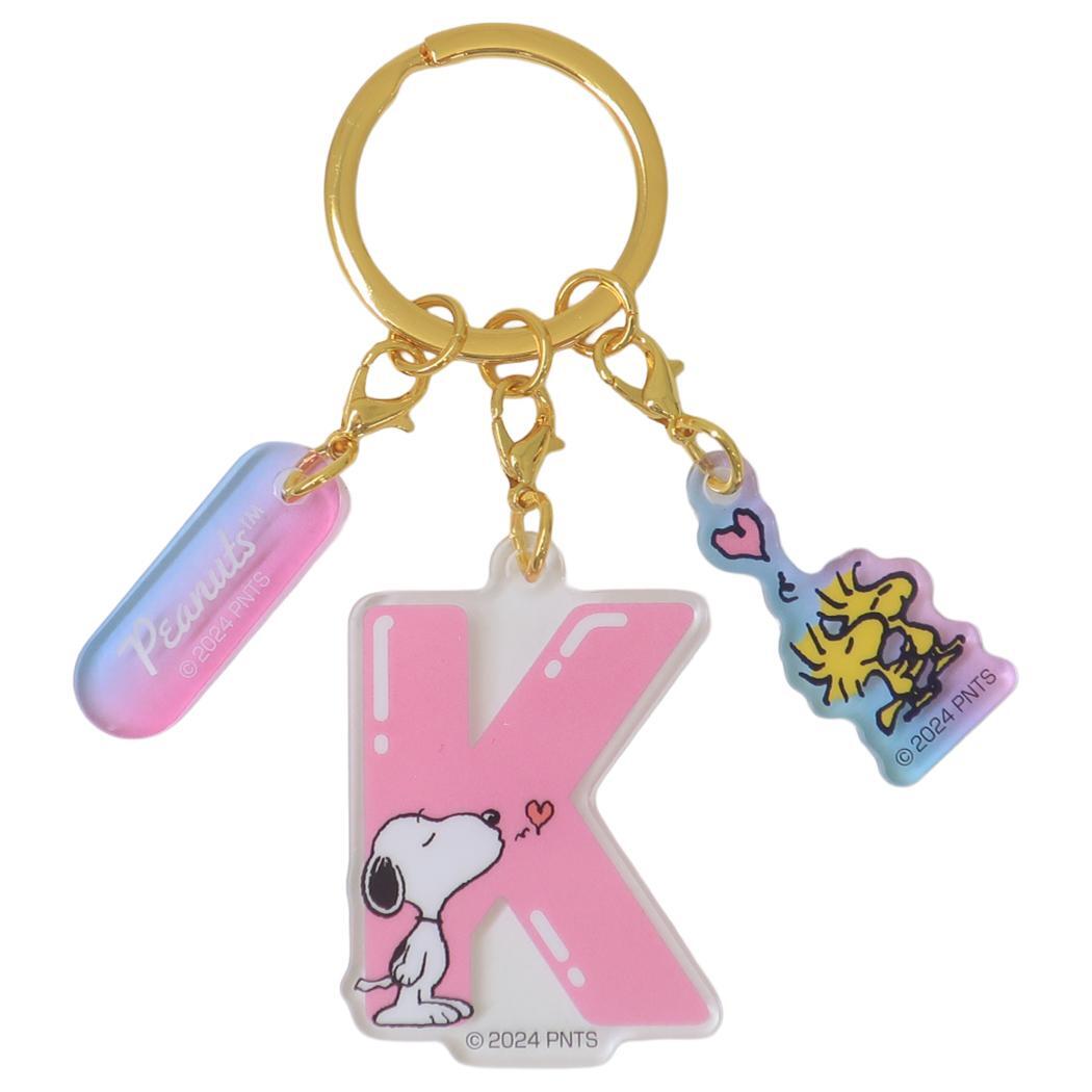 スヌーピー キーリング イニシャル3連アクリルキーホルダー K ピーナッツ エスケイジャパン 3チャーム アクキー キャラクター拍卖