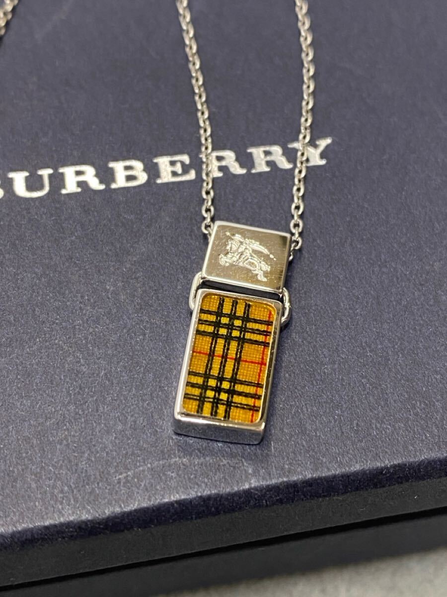 美品 BURBERRY バーバリー ネックレス  SV925 シルバー ノバチェック ホースロゴ 箱付き拍卖
