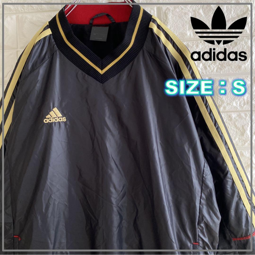 adidas アディダス 刺ロゴ 黒 金 Vネックジャージ 4038拍卖