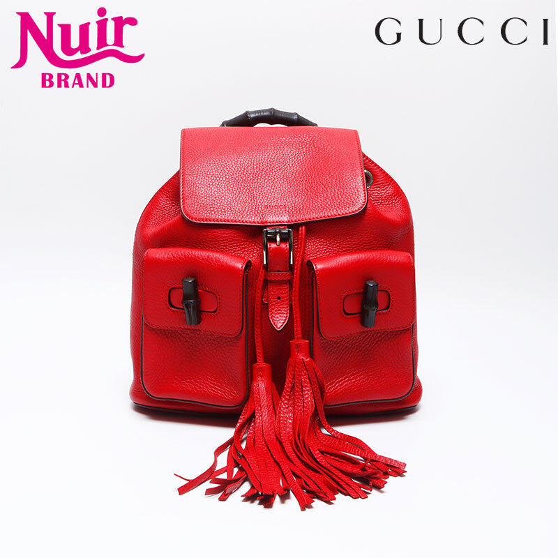 グッチ GUCCI リュック・デイパック バンブー レザー レッド拍卖