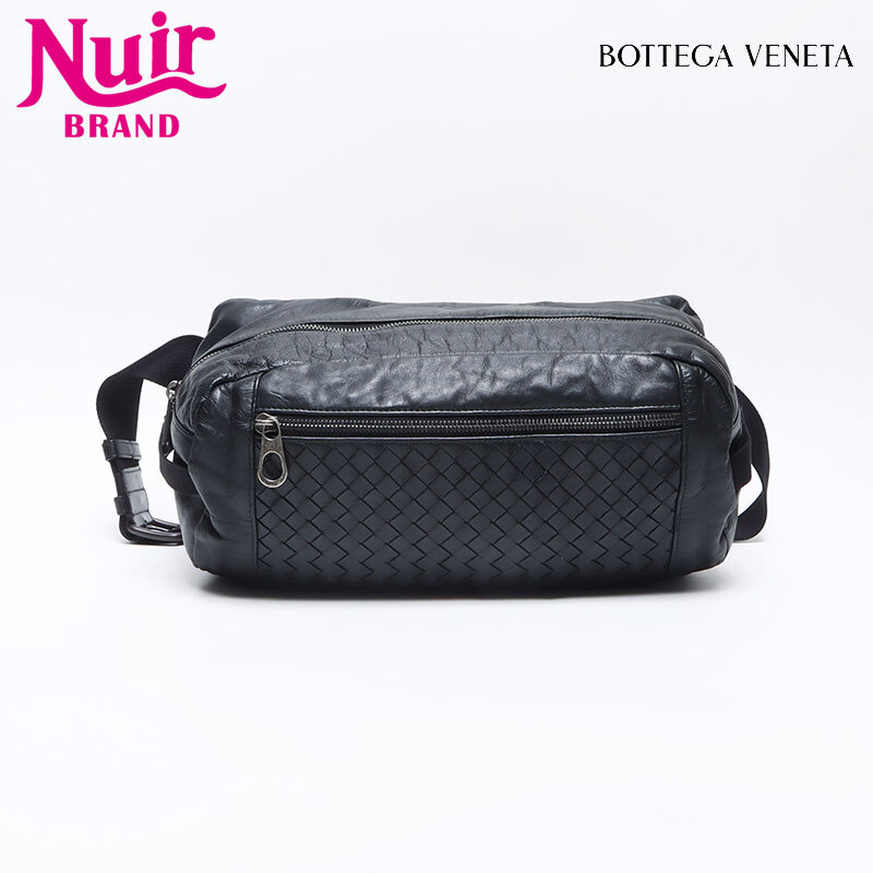 ボッテガヴェネタ BOTTEGAVENETA ウエストバッグ イントレチャート ブラック拍卖