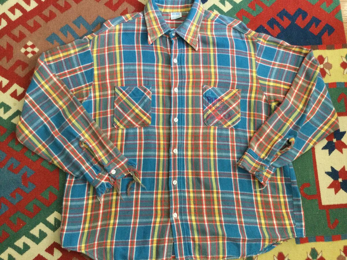 BIGMAC ネルシャツ XL JC PENNEY アートピース ボロ 襤褸 アメリカ製 ビッグサイズ 希少 グッドカラー 一点物拍卖
