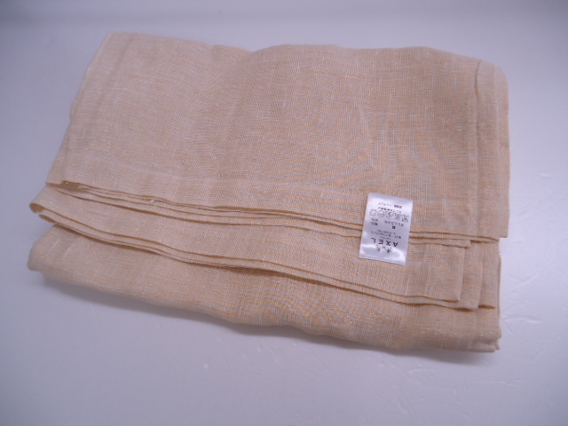 【KCM】MATO-233b★在庫処分品★リトアニアリネン テーブルクロス 麻90% ポリエステル10% 約146×146cm クリーム系ラメ拍卖