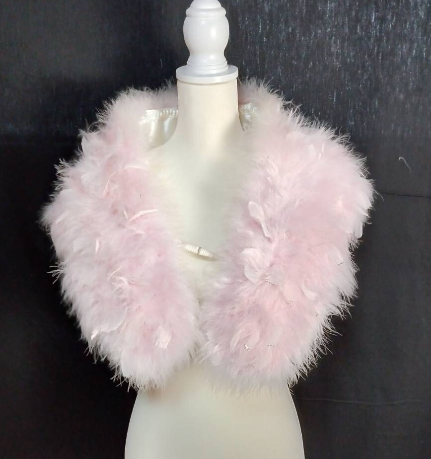 【R702】美品/和装小物/ショール/羽ファー/ピンク系/全長約110㎝/現状品拍卖