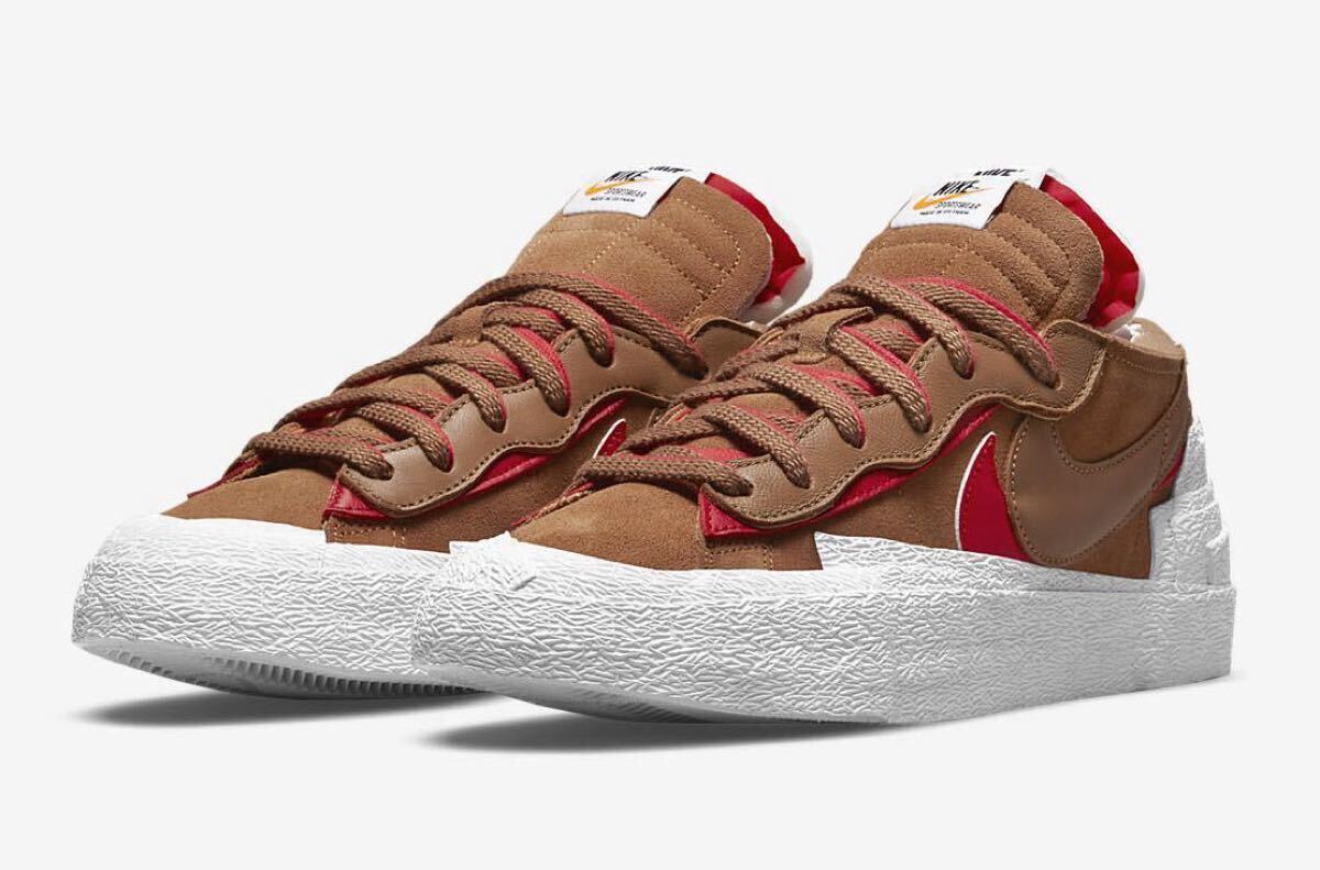 26cm US8 sacai Nike Blazer Low BRITISH TAN サカイ ブレーザー ロー ブリティッシュ タン レザー black white Patent Leather ブレザー拍卖