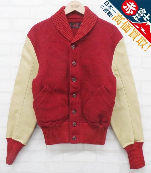 3J6500/未使用品 JOE McCOY 袖革スタジャン ジョーマッコイ アワードジャケット拍卖