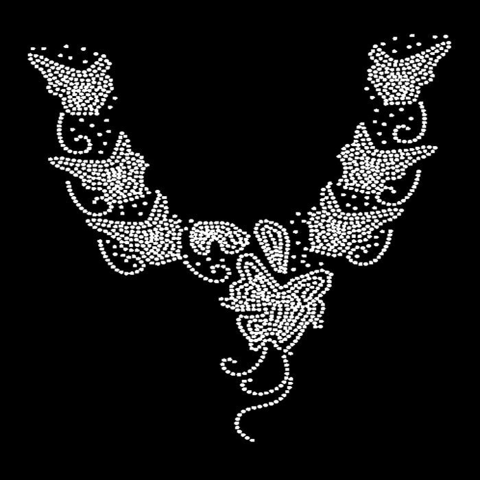 AZ408 ホットフィックス 蝶々ラインストーンモチーフ 花柄 アイロン接着 新体操 衣装 社交ダンス フィギュア拍卖