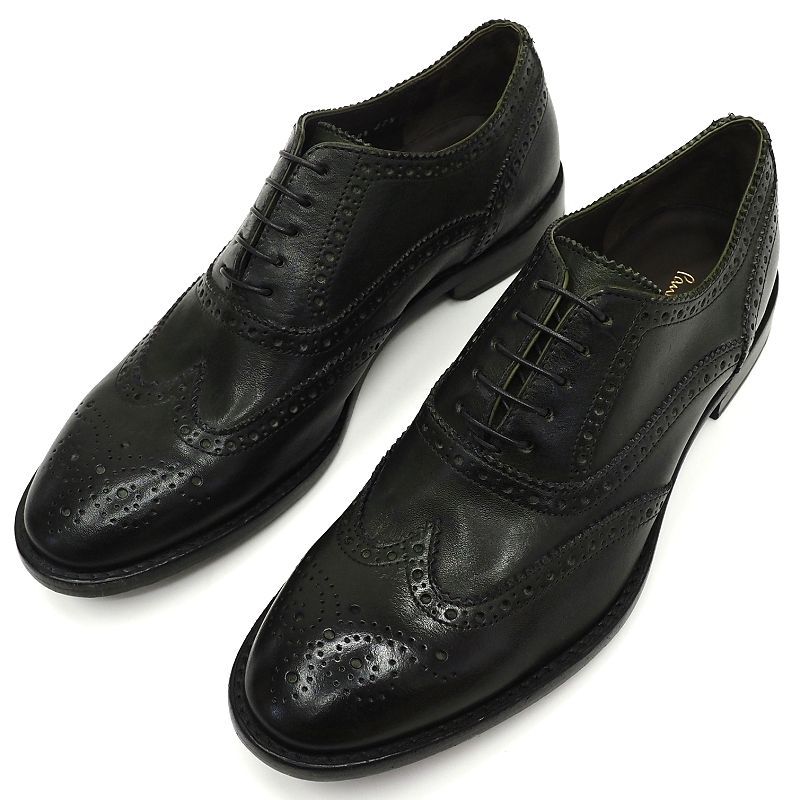 I02205 未使用品 Paul Smith/ウィングチップ 革靴 【サイズ:8.5】 オリーブグリーン レザーシューズ ポールスミス メンズ拍卖