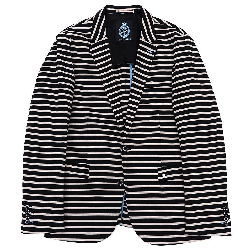 E0613S 美品 GUILD PRIME/カットソー ボーダージャケット 【サイズ:L】 ブラック/ライトベージュ ラブレス ギルドプライム メンズ拍卖