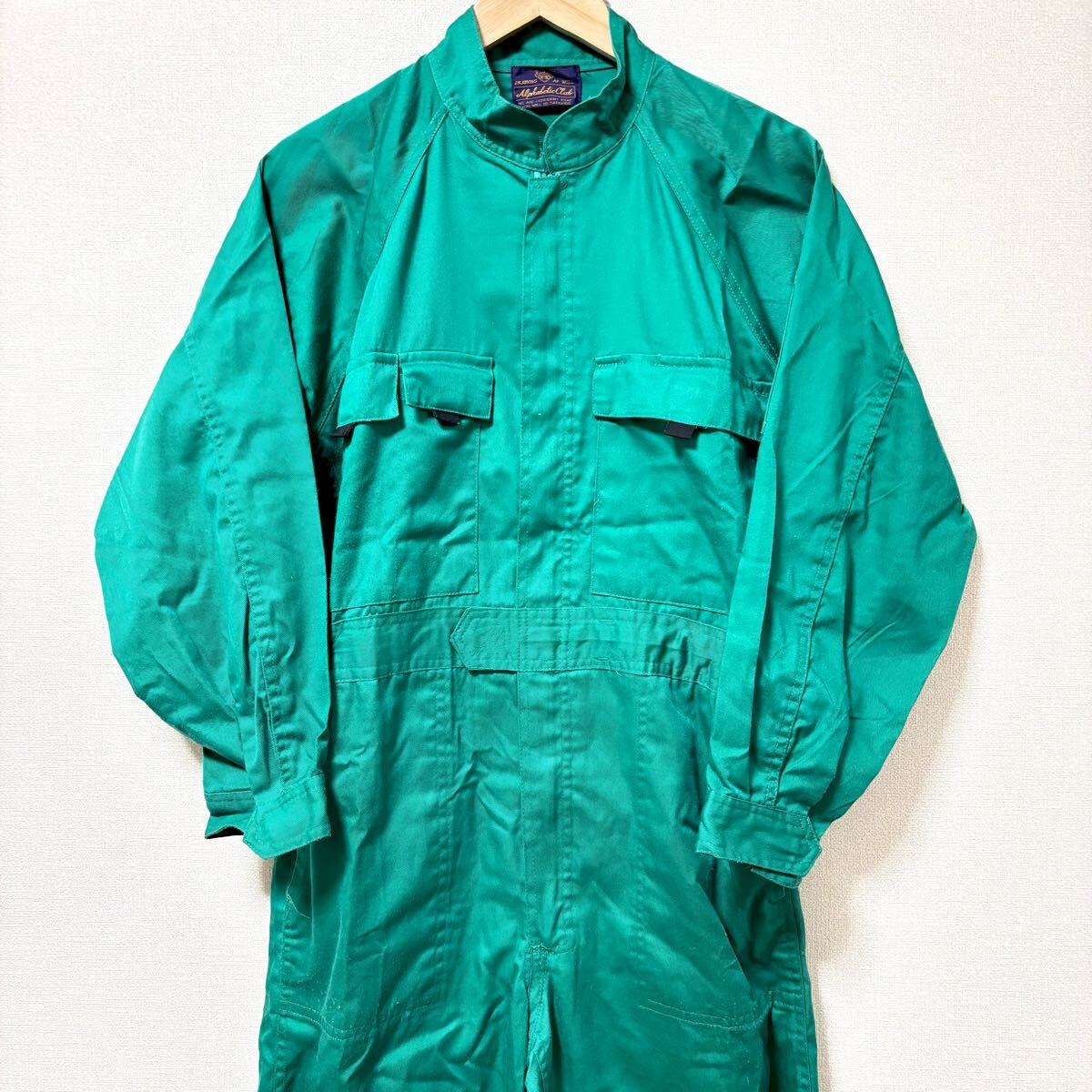 ロングシーズン◎【Alphabetic Club】長袖 つなぎ グリーン 緑 作業着 メカニックスーツ 整備 DIY 自動車 バイク 農業 サイズS/Y30294SS拍卖