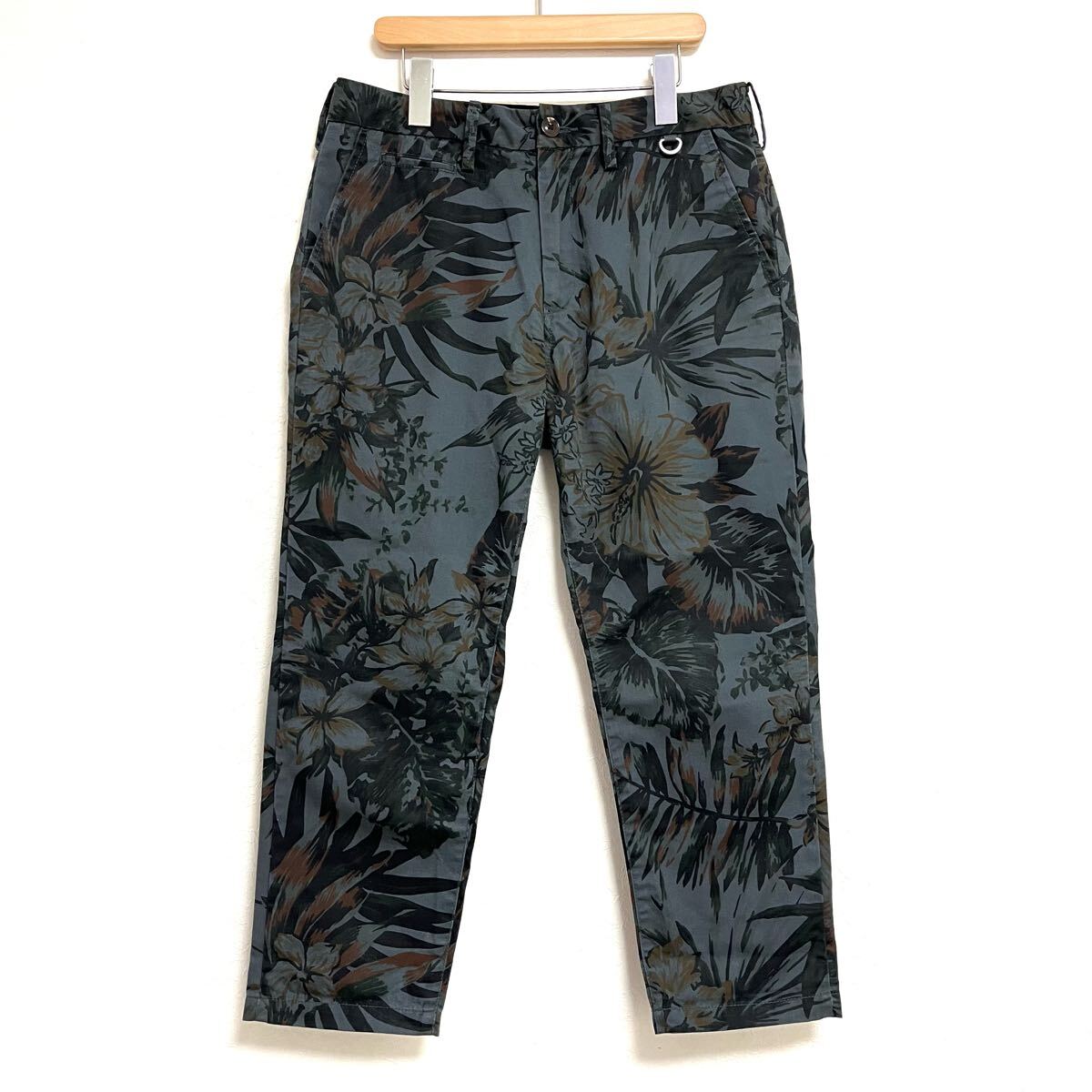 色合いGOODなお洒落アイテム!【RAGEBLUE】レイジブルー パンツ クロップド 総柄 花柄 ボタニカル 大人 カジュアル グレー 系 M/Y30922mm拍卖