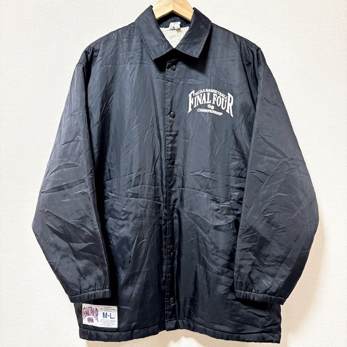 バスケ好きな方におすすめ!【NCAA FINAL FOUR】コーチ ジャケット 黒 ブラック 裏ボア ブルゾン アメカジ 古着 メンズ サイズM-L/Y31203SS拍卖
