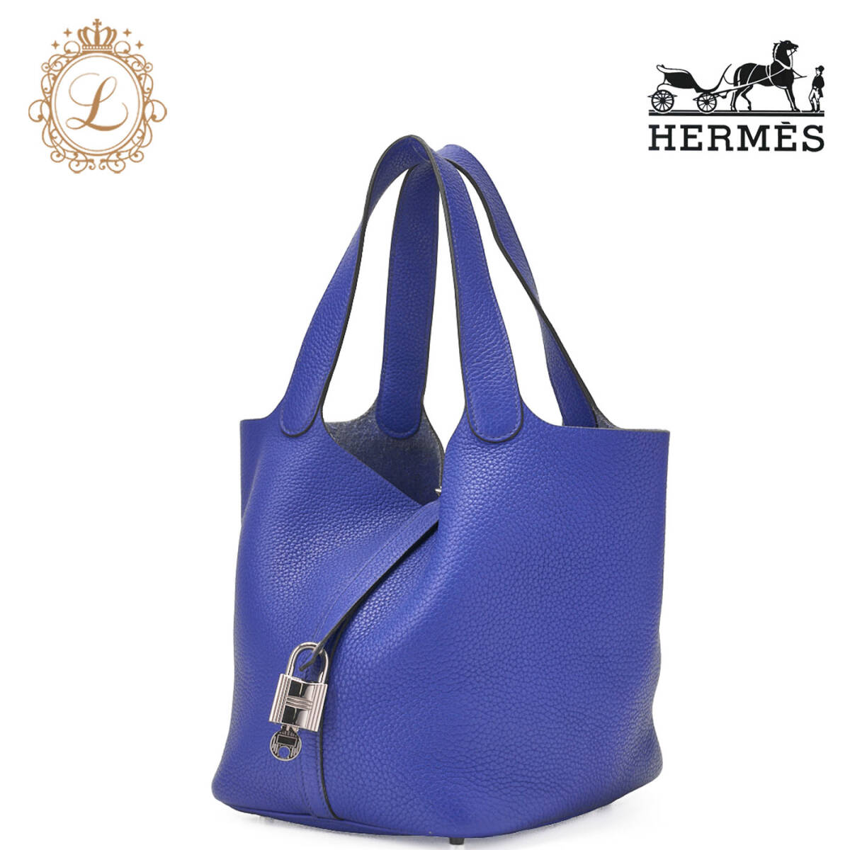 HERMES エルメス ピコタンロックMM ハンドバッグ トリヨンクレマンス ブルーエレクドリック Blue electric(シルバー金具)レディース  ハ拍卖