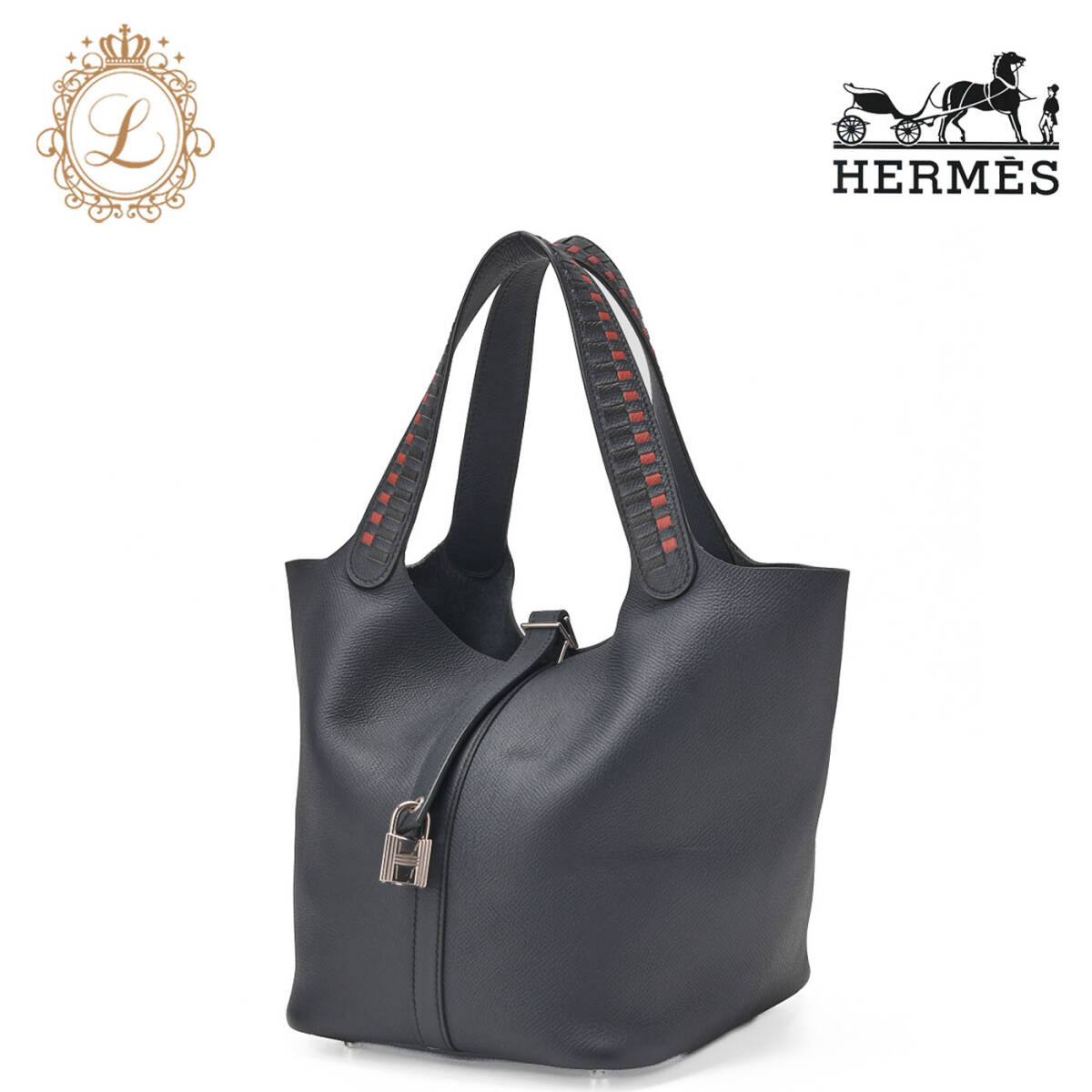 HERMES エルメス ハンドバッグ  ピコタンロックMM  エプソン ブルードプリュス Blue de prusse(シルバー金具)レディース  ハイブ拍卖