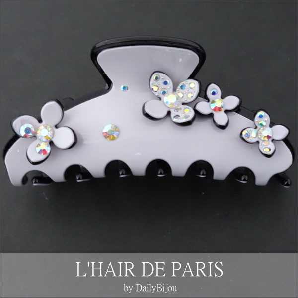 大人気★フラワーお花ヘアクリップ/シンプル/スワロフスキー/ホワイト白/ラインストーン/ノーブランド/ウエディング/30代40代/ロングヘア拍卖