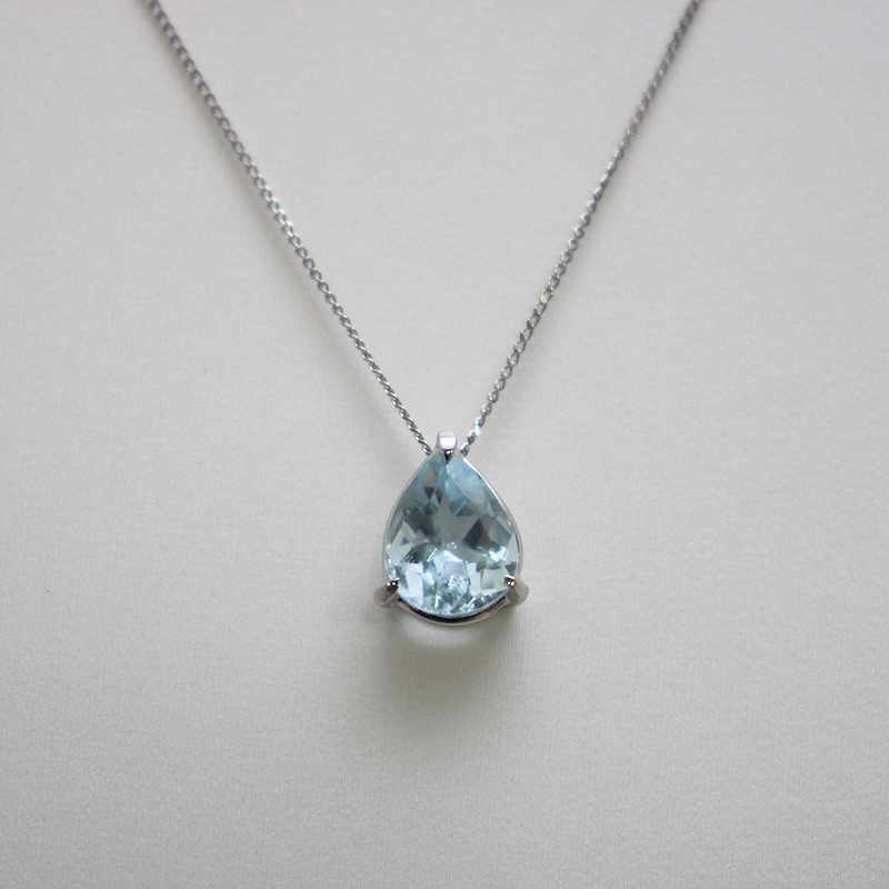 アクアマリンネックレス Pt900 プラチナ アクアマリン 1.35Ct 約2.2g ドロップ 雫 30355拍卖