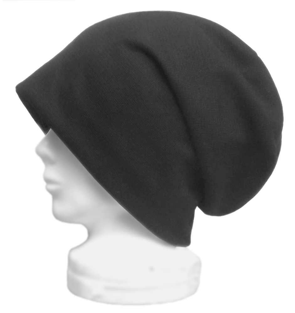 ◇送料無料◇ ハンドメイド◆ルーズワッチキャップ◆変り織ハーフリネンニット/ブラック ◇ゆったりサイズ・小顔効果・オールシーズン◇拍卖