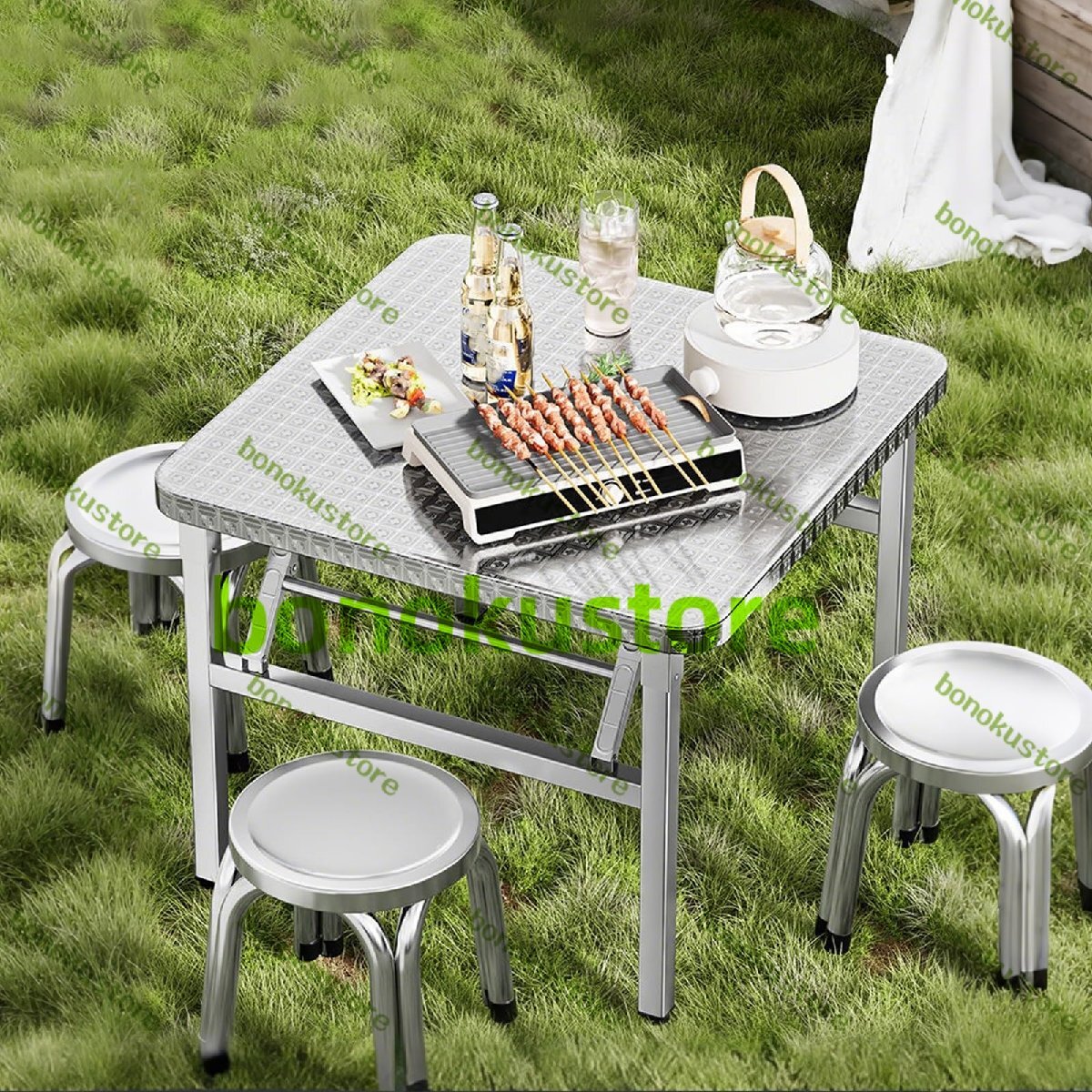 ステンレス作業台 折り畳み作業台 調理台 折りたたみテーブル ステンレス製 防錆耐熱 折畳み式 銀色 60~100cm角型(90X90X72CM)拍卖