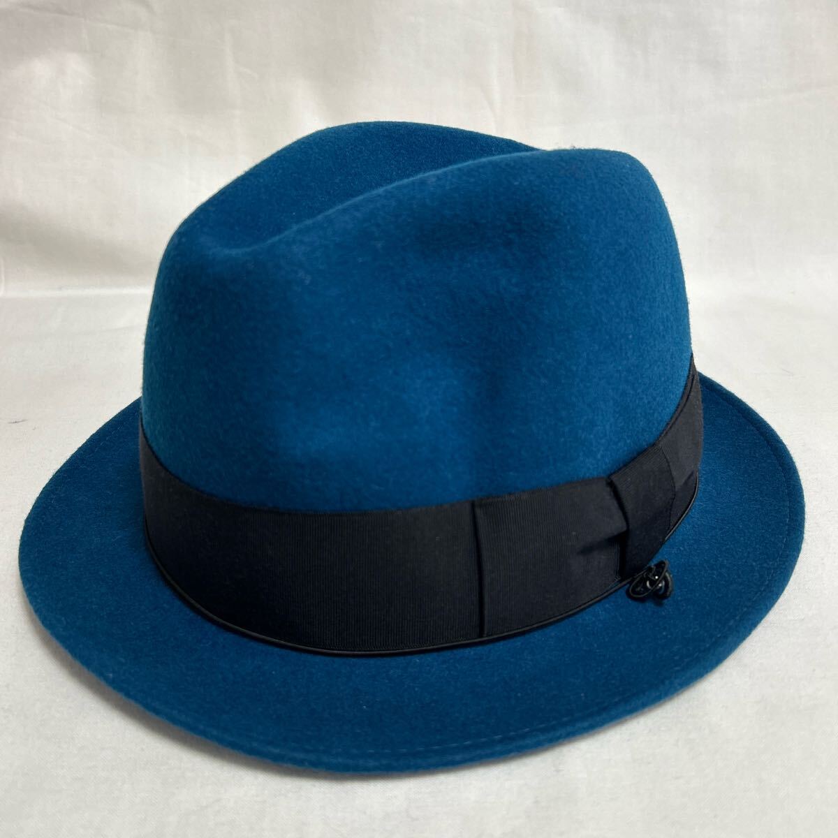 KNOX CA4LA ウールハット 中折れハット 帽子ニューヨークブルー58 フォーマル 式典 グログラン テープ リボン モチーフ NY ロマンスブルー拍卖