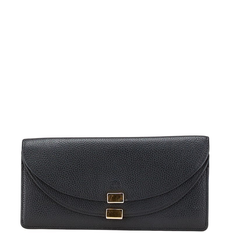 クロエ ジョージア ダブルフラップ 長財布 ブラック レザー レディース Chloe 【中古】拍卖