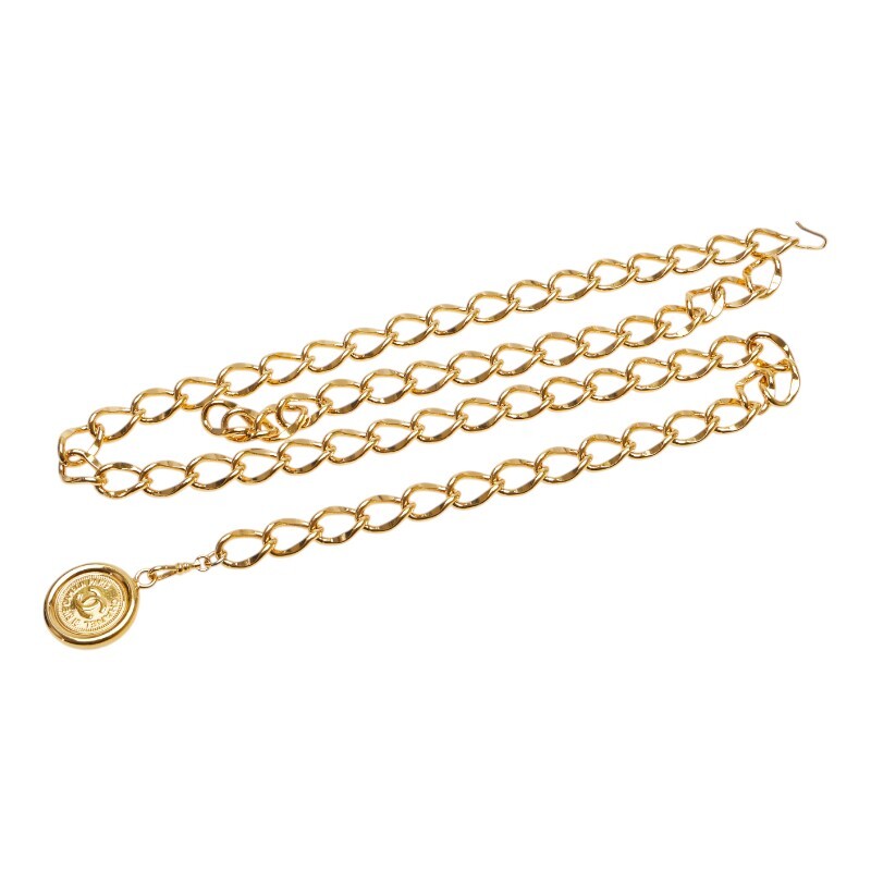 シャネル ココマーク 31 RUE CAMBONメダル モチーフ チェーン ベルト ゴールド メッキ レディース CHANEL 【中古】拍卖