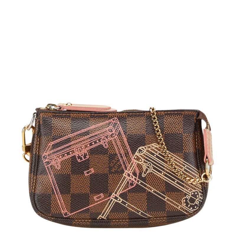 ルイ ヴィトン ダミエ ミニ ポシェット アクセソワール ポーチ N41433 ブラウン PVC レザー レディース LOUIS VUITTON 【中古】拍卖