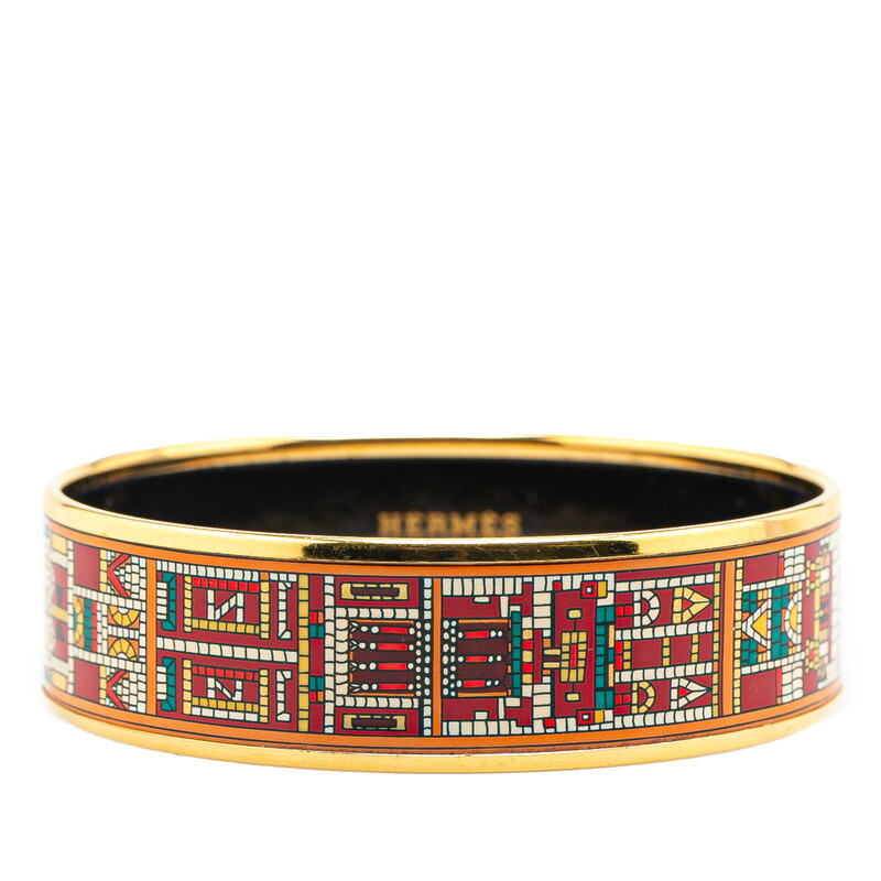 エルメス エマイユ バングル ゴールド ブラック マルチカラー メッキ レディース HERMES 【中古】拍卖