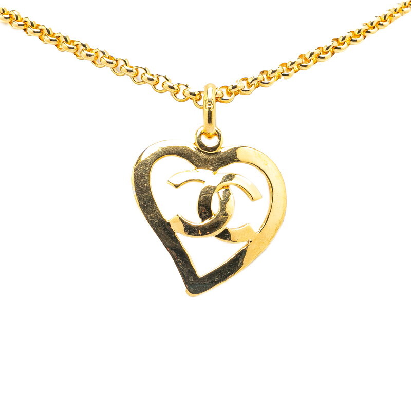 シャネル ヴィンテージ ココマーク ハート モチーフ ネックレス ゴールド メッキ レディース CHANEL 【中古】拍卖