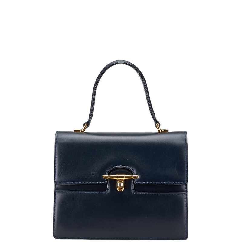 グッチ オールドグッチ ハンドバッグ ネイビー レザー レディース GUCCI 【中古】拍卖