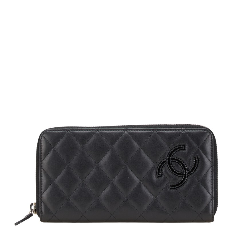 シャネル シンプリーCC ココマーク 長財布 ラウンドファスナー ブラック ラムスキン エナメル レディース CHANEL 【中古】拍卖