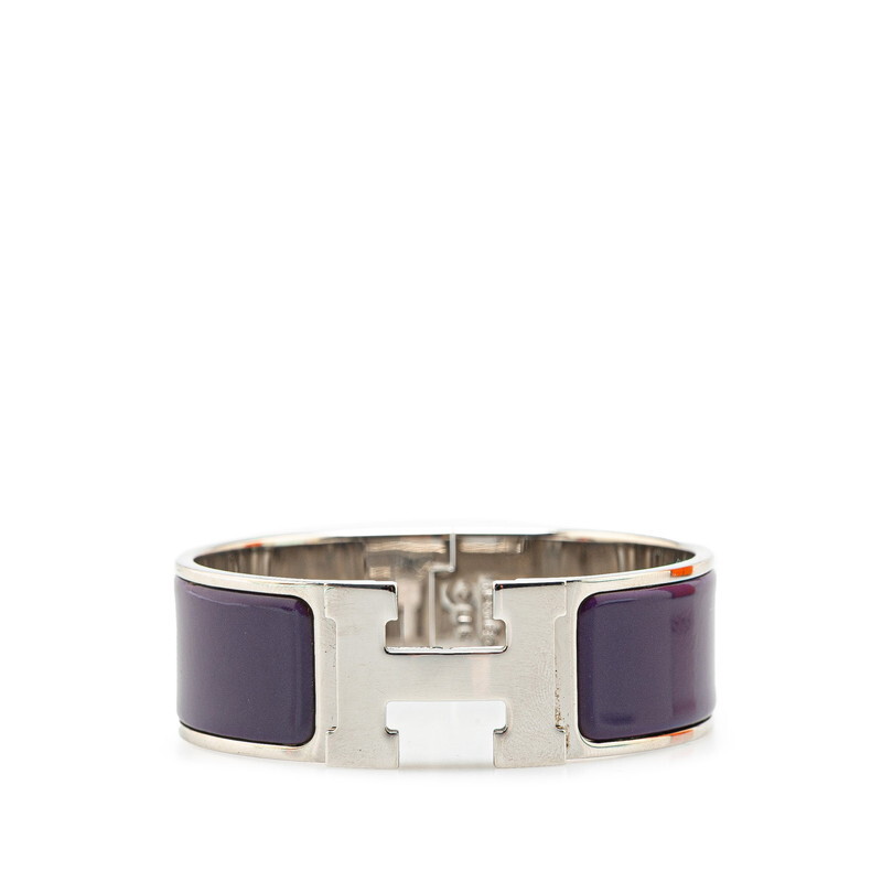 エルメス クリッククラックH PM バングル シルバー パープル メタル レディース HERMES 【中古】拍卖