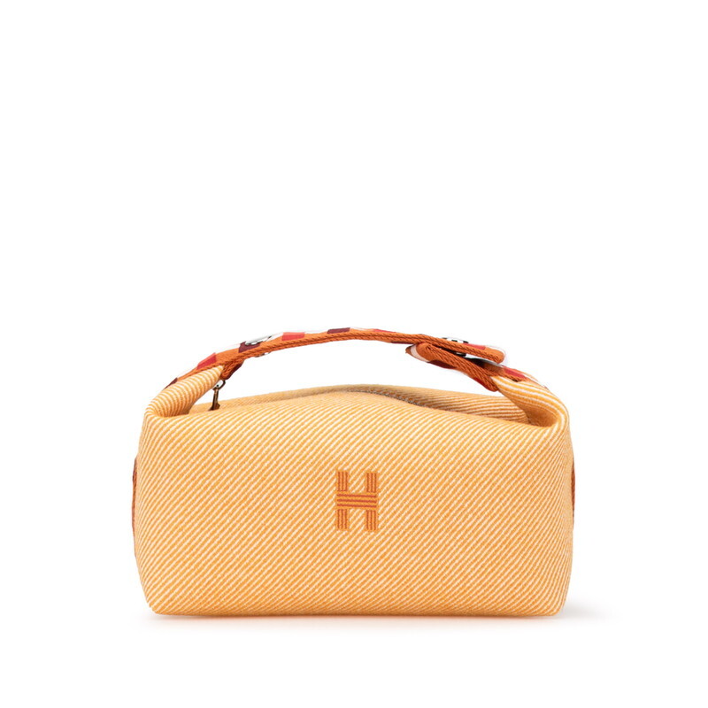 エルメス ブリッドアブラックPM ハンドバッグ オレンジ ブラウン キャンバス レディース HERMES 【中古】拍卖