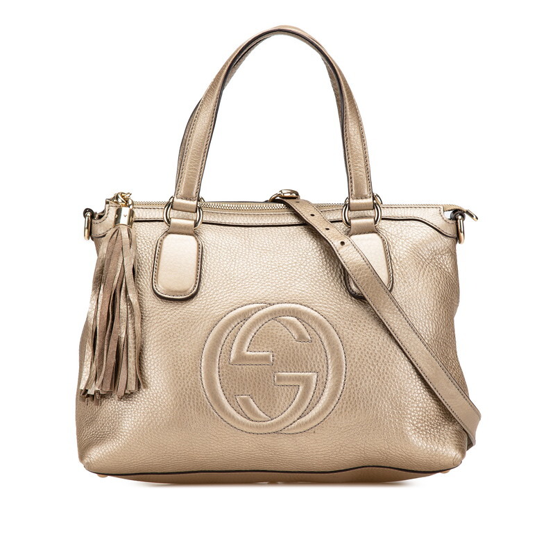 グッチ ソーホー タッセル ハンドバッグ ショルダーバッグ 2WAY 308362 メタリックゴールド レザー レディース GUCCI 【中古】拍卖