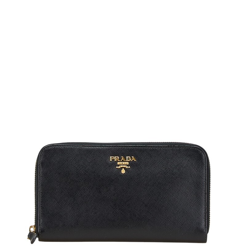 プラダ ラウンドファスナー 長財布 1M0506 ブラック レザー レディース PRADA 【中古】拍卖