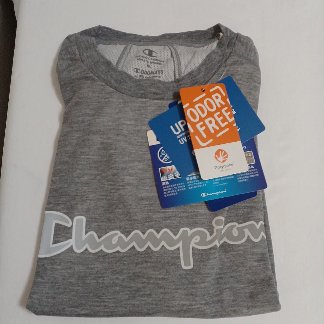 【タグ付き】チャンピオン Champion クールTシャツ オックスフォードグレー XLサイズ 冷感 半袖 0519-F2-TA10拍卖