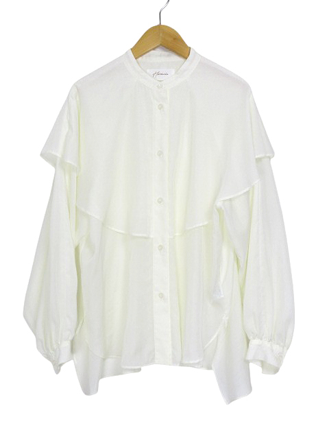 ヘレンチア HERENCIA シャツ ブラウス ケープカラー ボリュームスリーブ ホワイト size 38 レディース拍卖