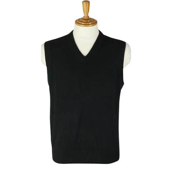 激安 FADS カシミヤ100% Vネックベスト 黒 M拍卖