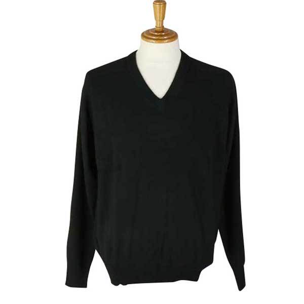 激安 FADS カシミヤ100% Vネックセーター 黒 L拍卖