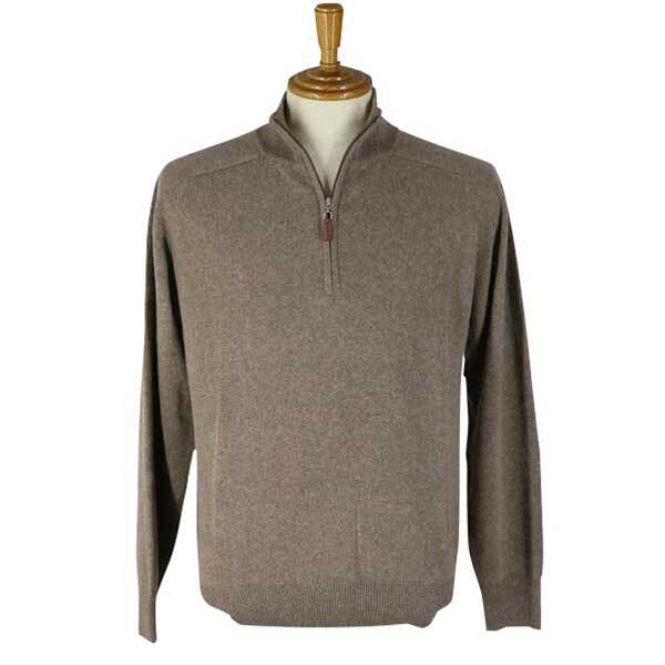 激安 FADS カシミヤ100% ジップセーター モカ茶 L拍卖