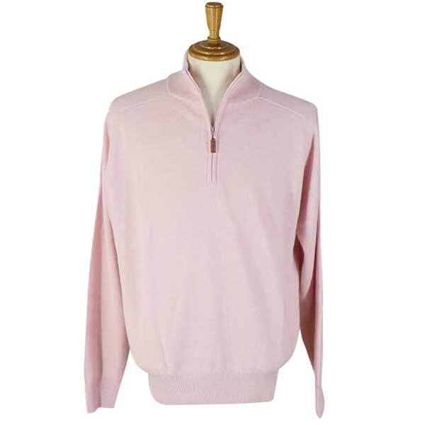 激安 FADS カシミヤ100% ジップセーター 淡ピンク L拍卖