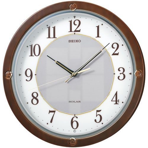セイコー ソーラープラス 太陽電池 省エネ おやすみ秒針 電波掛け時計 電波時計 壁掛け時計 SF232B アナログ 茶木枠拍卖