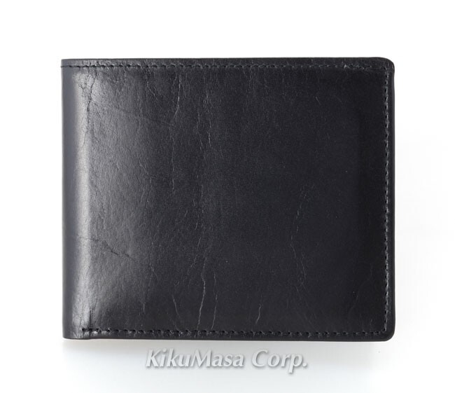 バンタンレザー メンズ 二つ折り財布 小銭入れ無し ブラック 牛革 札入れ 黒 男性用 日本製 Made in Japan拍卖